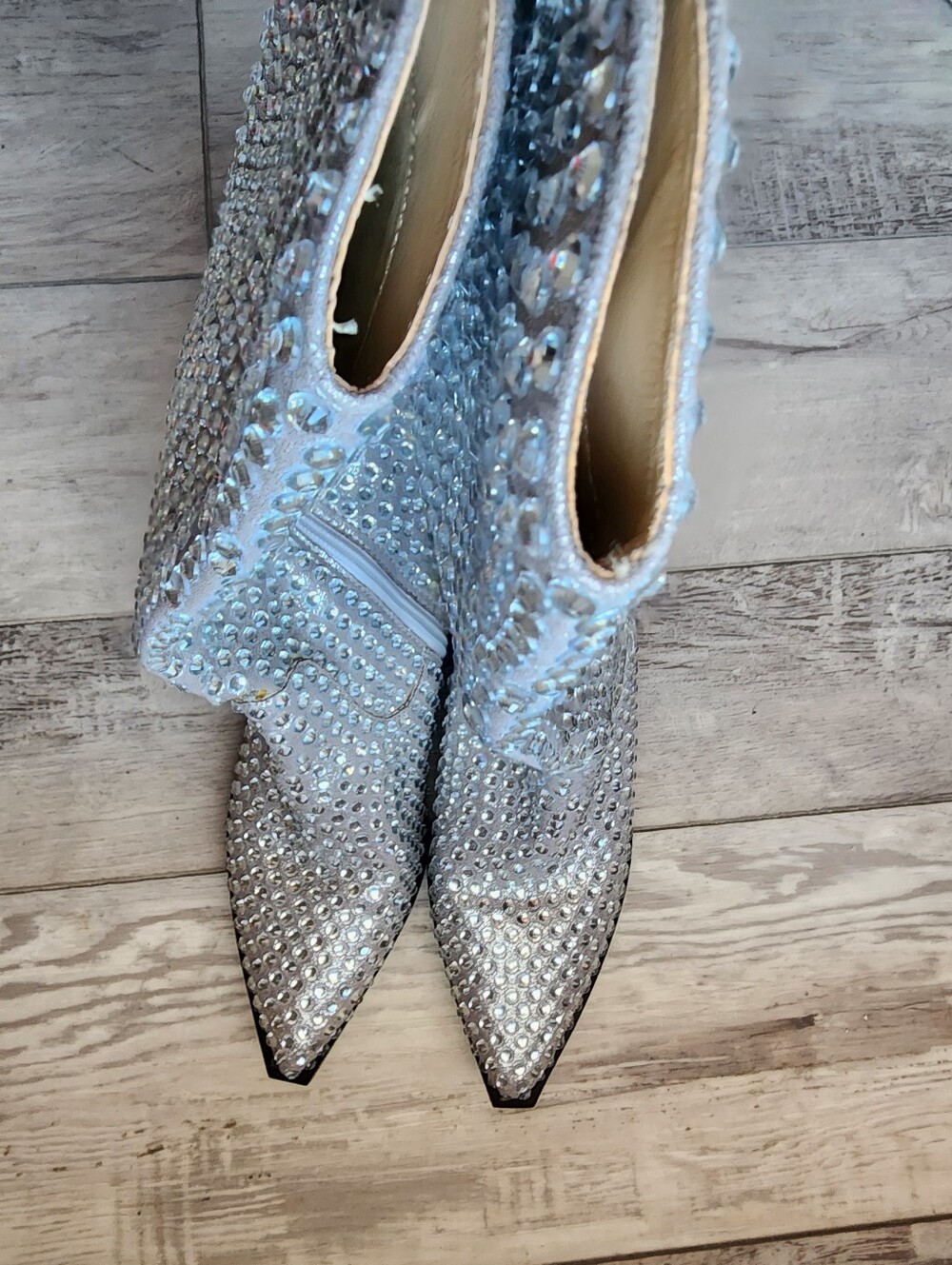 Betsey Johnson Randy Western Boot Sparkling Silver Rhinestone Western Boots 8.5 - Picture 6 of 8